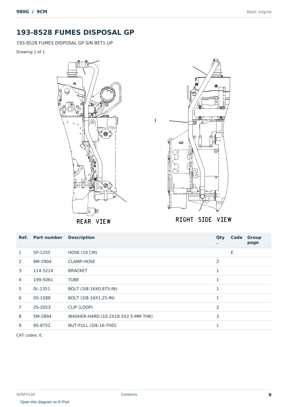 Caterpillar 980G S/N 9CM Partsbook SEBP5539 (English) - sample page 9 of 10 Caterpillar 980G S/N 9CM Partsbook SEBP5539 (English) - sample page 9 of 10
