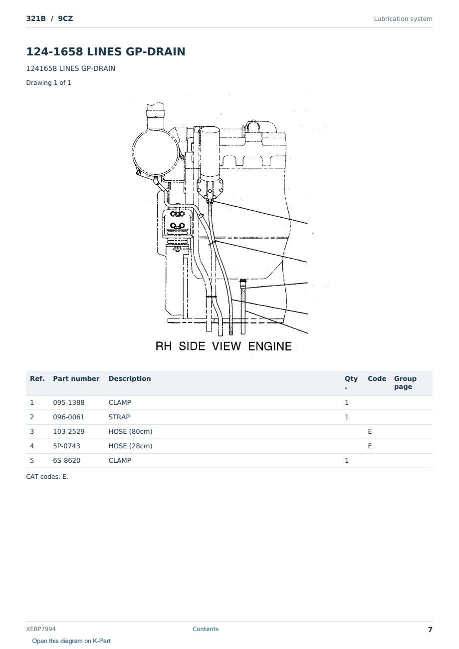 Caterpillar 321B S/N 9CZ Partsbook XEBP7994 (English) - sample page 7 of 10 Caterpillar 321B S/N 9CZ Partsbook XEBP7994 (English) - sample page 7 of 10