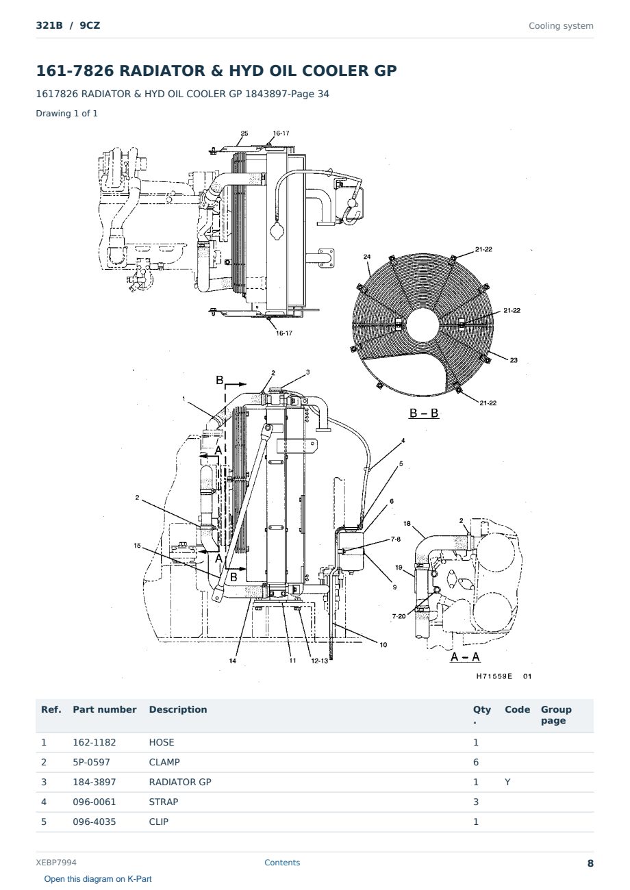 Caterpillar 321B S/N 9CZ Partsbook XEBP7994 (English) - sample page 8 of 10 Caterpillar 321B S/N 9CZ Partsbook XEBP7994 (English) - sample page 8 of 10