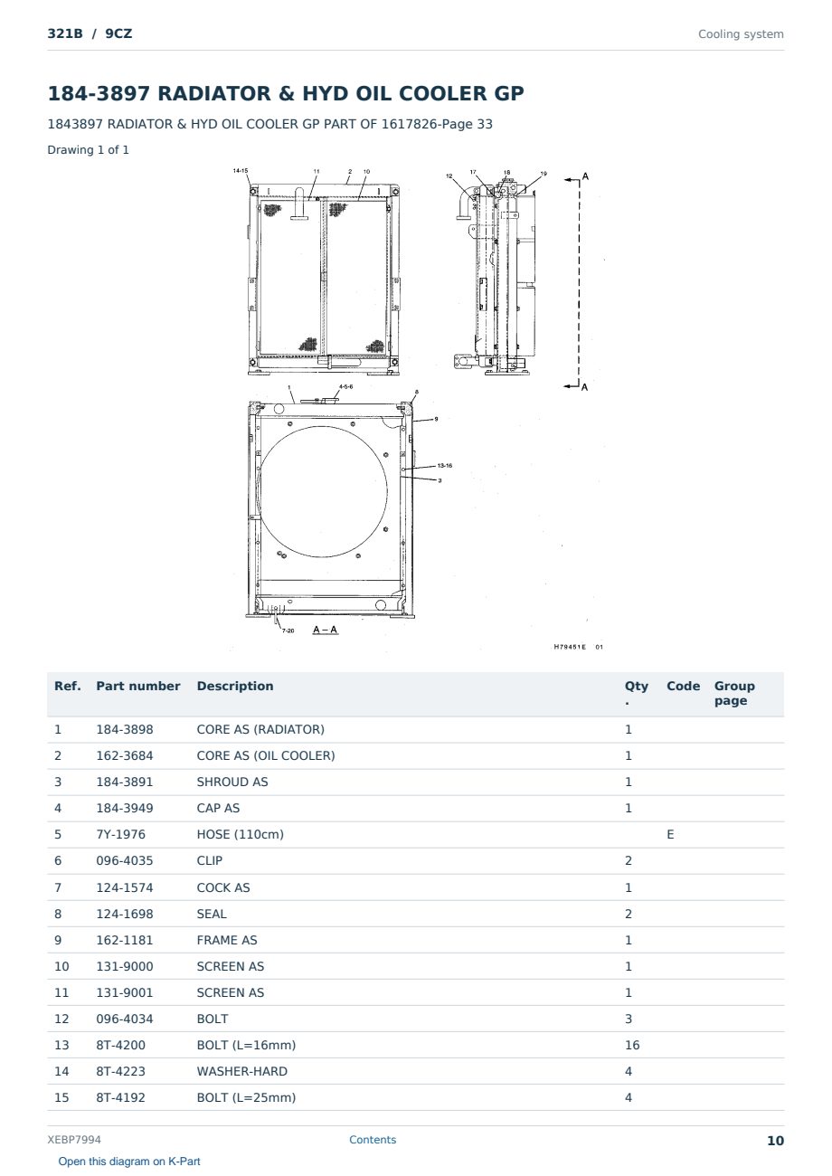 Caterpillar 321B S/N 9CZ Partsbook XEBP7994 (English) - sample page 10 of 10 Caterpillar 321B S/N 9CZ Partsbook XEBP7994 (English) - sample page 10 of 10