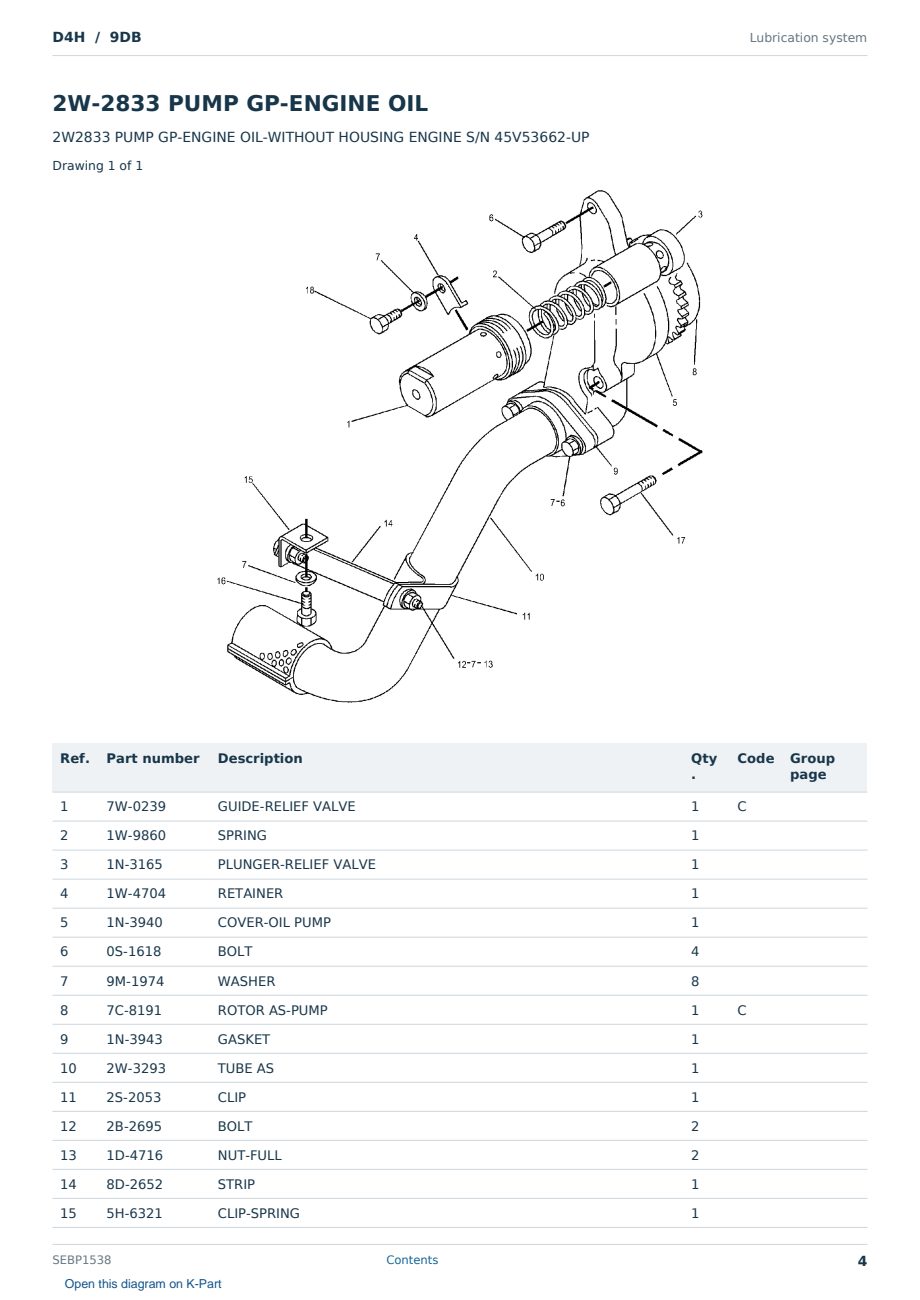 Caterpillar D4H S/N 9DB Partsbook SEBP1538 (English) - sample page 4 of 10 Caterpillar D4H S/N 9DB Partsbook SEBP1538 (English) - sample page 4 of 10
