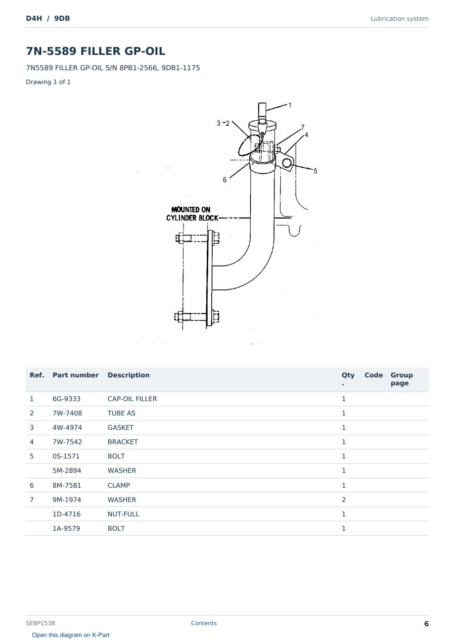 Caterpillar D4H S/N 9DB Partsbook SEBP1538 (English) - sample page 6 of 10 Caterpillar D4H S/N 9DB Partsbook SEBP1538 (English) - sample page 6 of 10