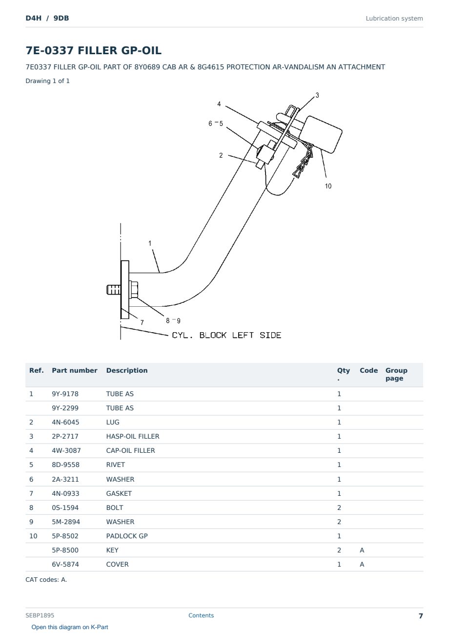 Caterpillar D4H S/N 9DB Partsbook SEBP1895 (English) - sample page 7 of 10 Caterpillar D4H S/N 9DB Partsbook SEBP1895 (English) - sample page 7 of 10
