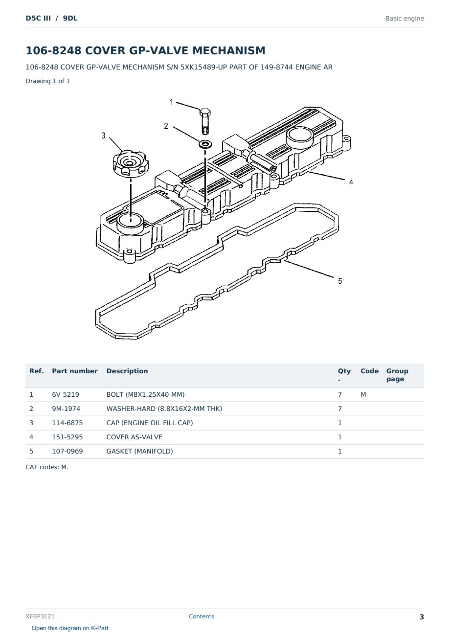 Caterpillar D5C III S/N 9DL Partsbook XEBP3121 (English) - sample page 3 of 10 Caterpillar D5C III S/N 9DL Partsbook XEBP3121 (English) - sample page 3 of 10