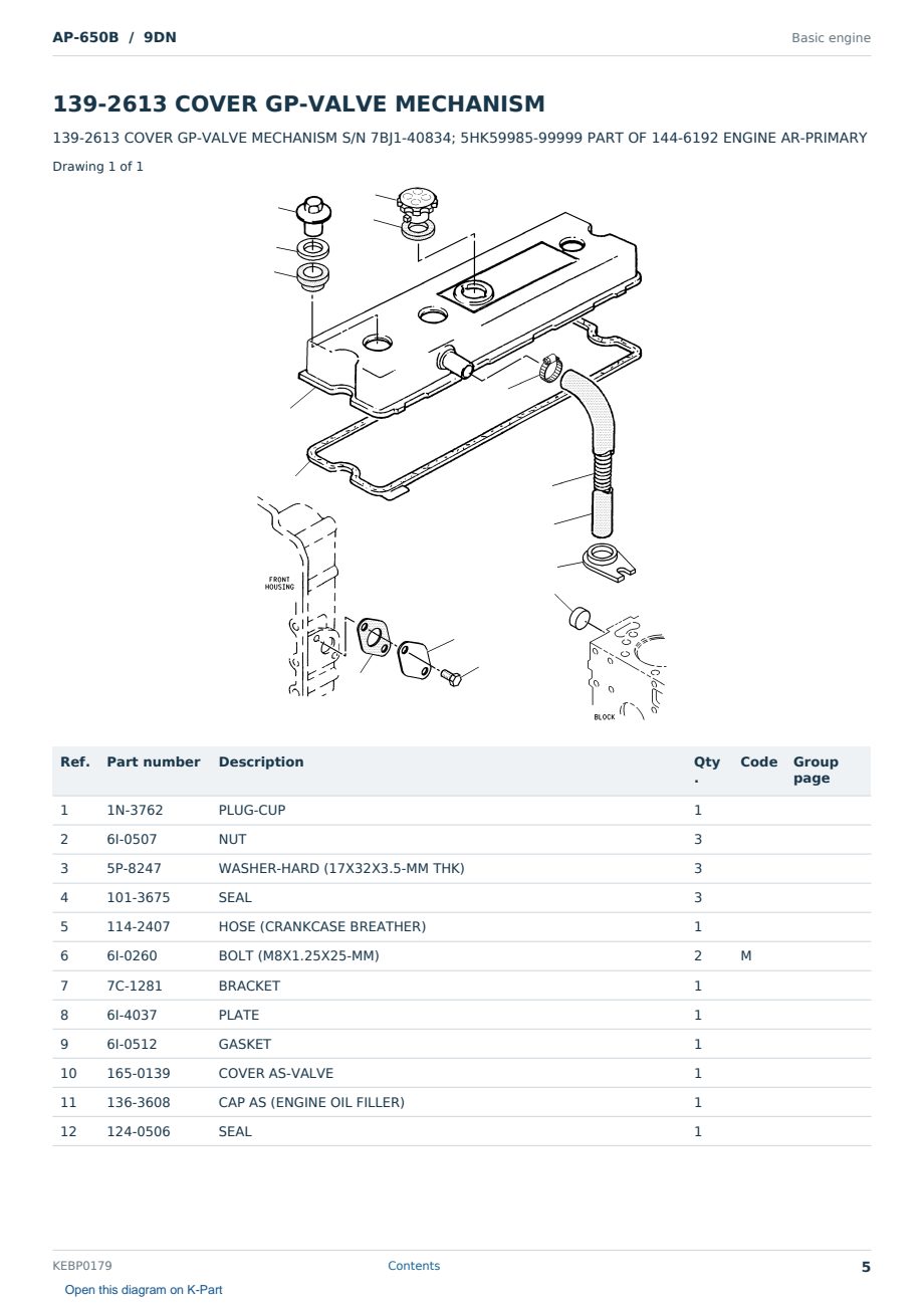 Caterpillar AP-650B S/N 9DN Partsbook KEBP0179 (English) - sample page 5 of 10 Caterpillar AP-650B S/N 9DN Partsbook KEBP0179 (English) - sample page 5 of 10