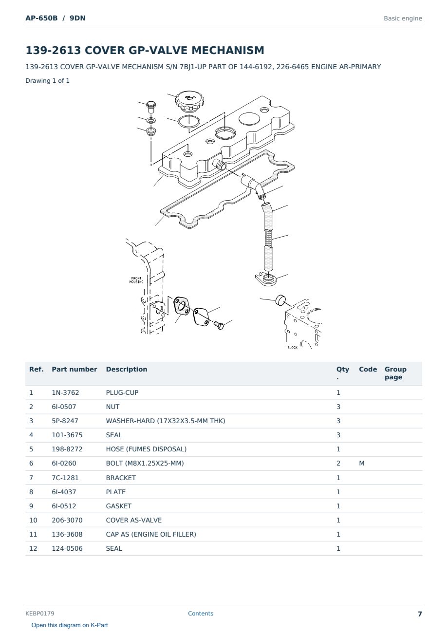 Caterpillar AP-650B S/N 9DN Partsbook KEBP0179 (English) - sample page 7 of 10 Caterpillar AP-650B S/N 9DN Partsbook KEBP0179 (English) - sample page 7 of 10