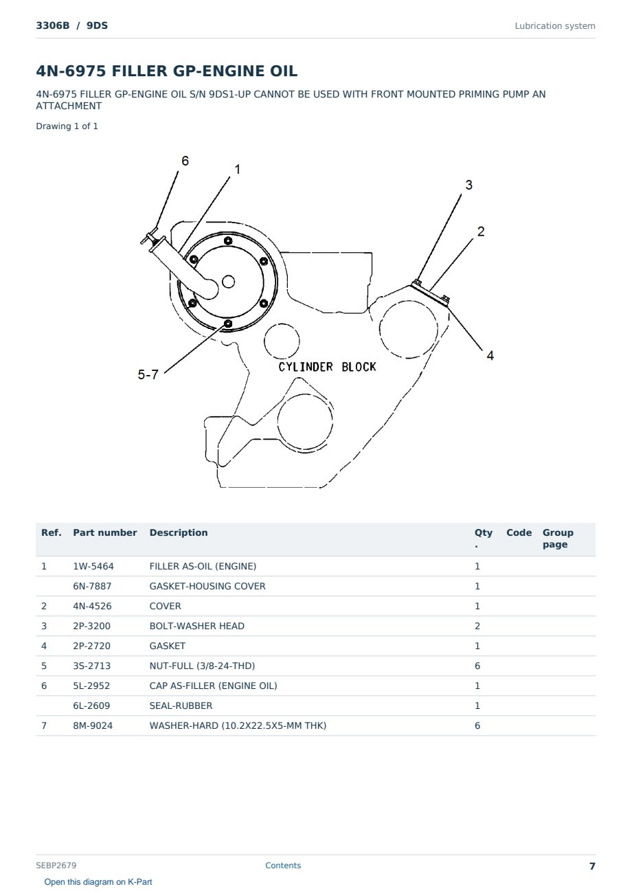 Caterpillar 3306B S/N 9DS Partsbook SEBP2679 (English) - sample page 7 of 10 Caterpillar 3306B S/N 9DS Partsbook SEBP2679 (English) - sample page 7 of 10
