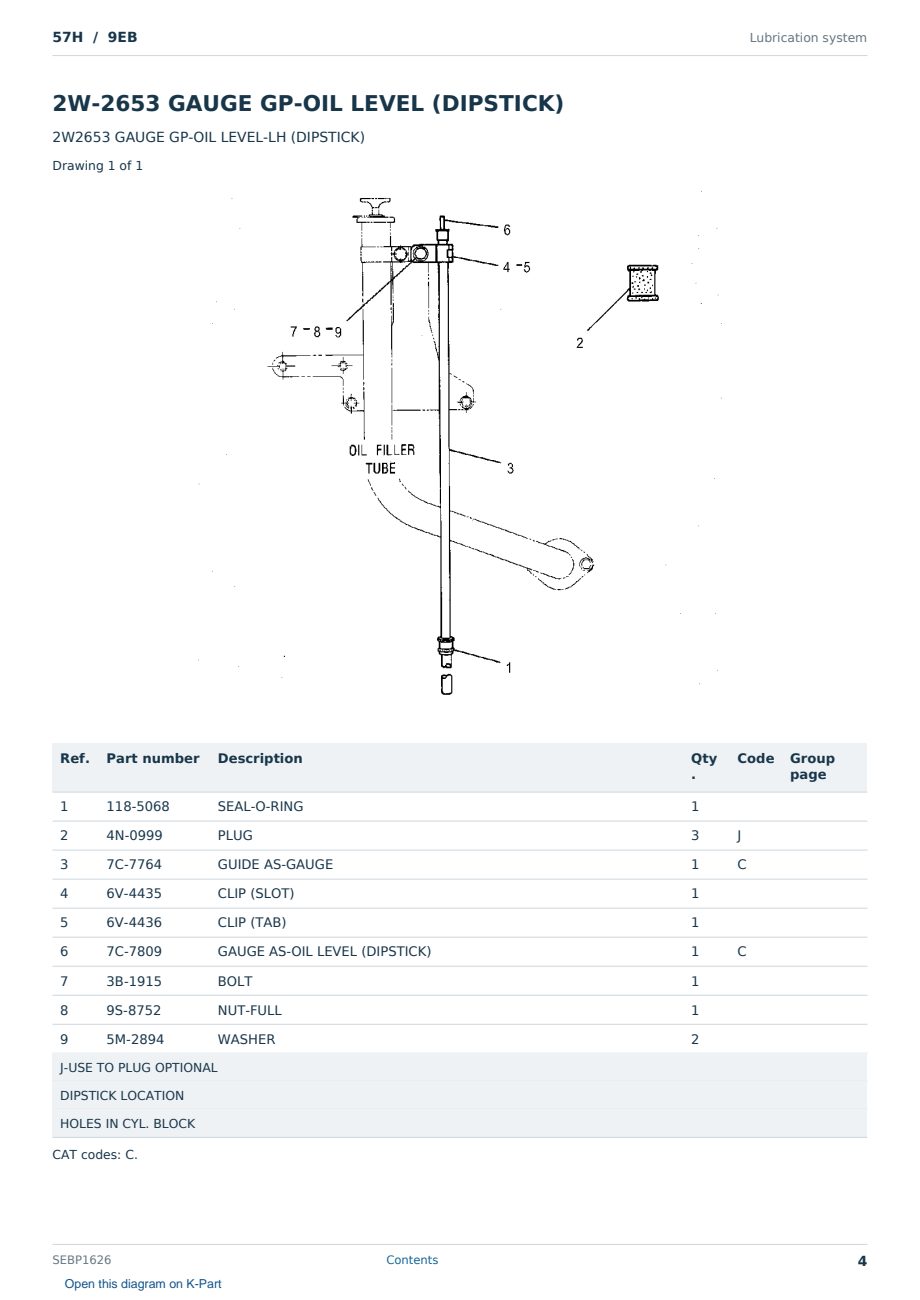 Caterpillar 57H S/N 9EB Partsbook SEBP1626 (English) - sample page 4 of 10 Caterpillar 57H S/N 9EB Partsbook SEBP1626 (English) - sample page 4 of 10