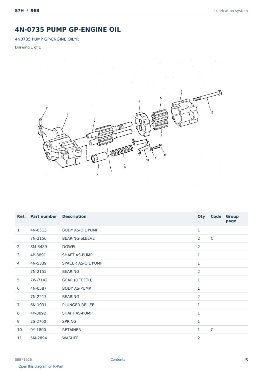 Caterpillar 57H S/N 9EB Partsbook SEBP1626 (English) - sample page 5 of 10 Caterpillar 57H S/N 9EB Partsbook SEBP1626 (English) - sample page 5 of 10
