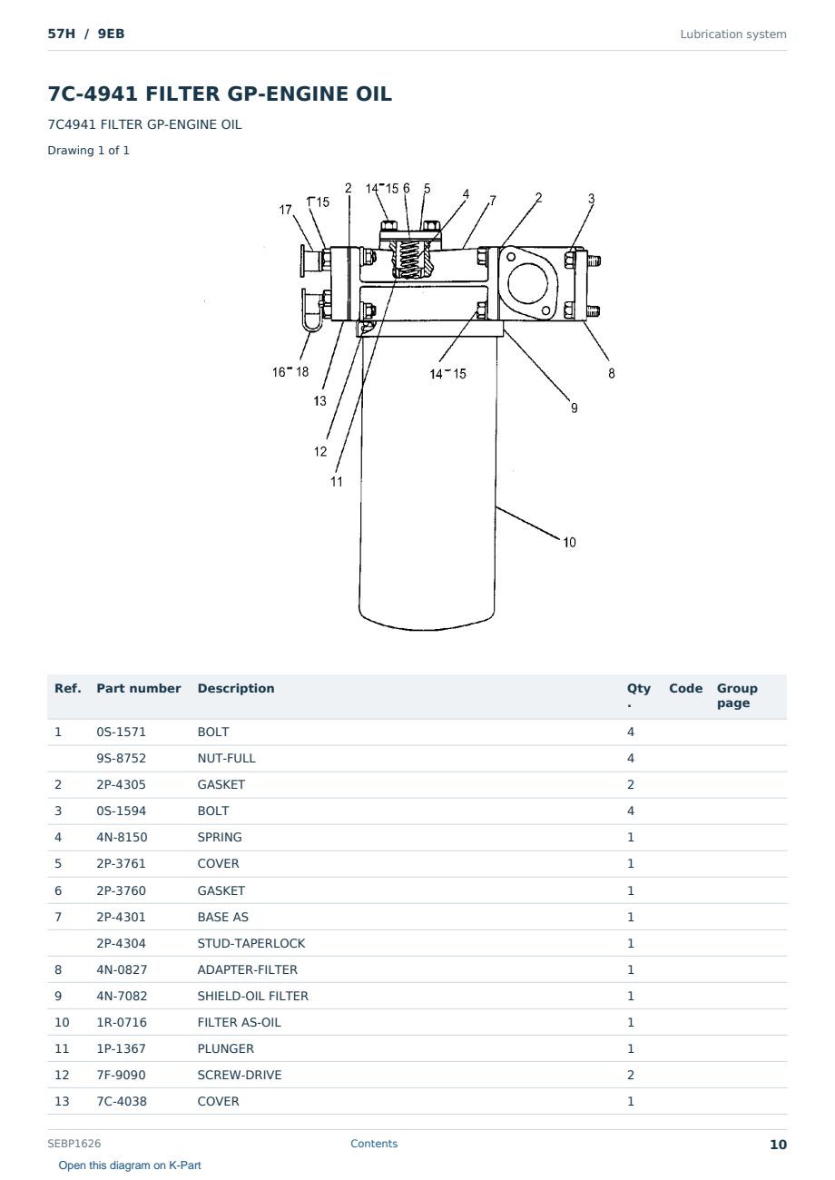 Caterpillar 57H S/N 9EB Partsbook SEBP1626 (English) - sample page 10 of 10 Caterpillar 57H S/N 9EB Partsbook SEBP1626 (English) - sample page 10 of 10