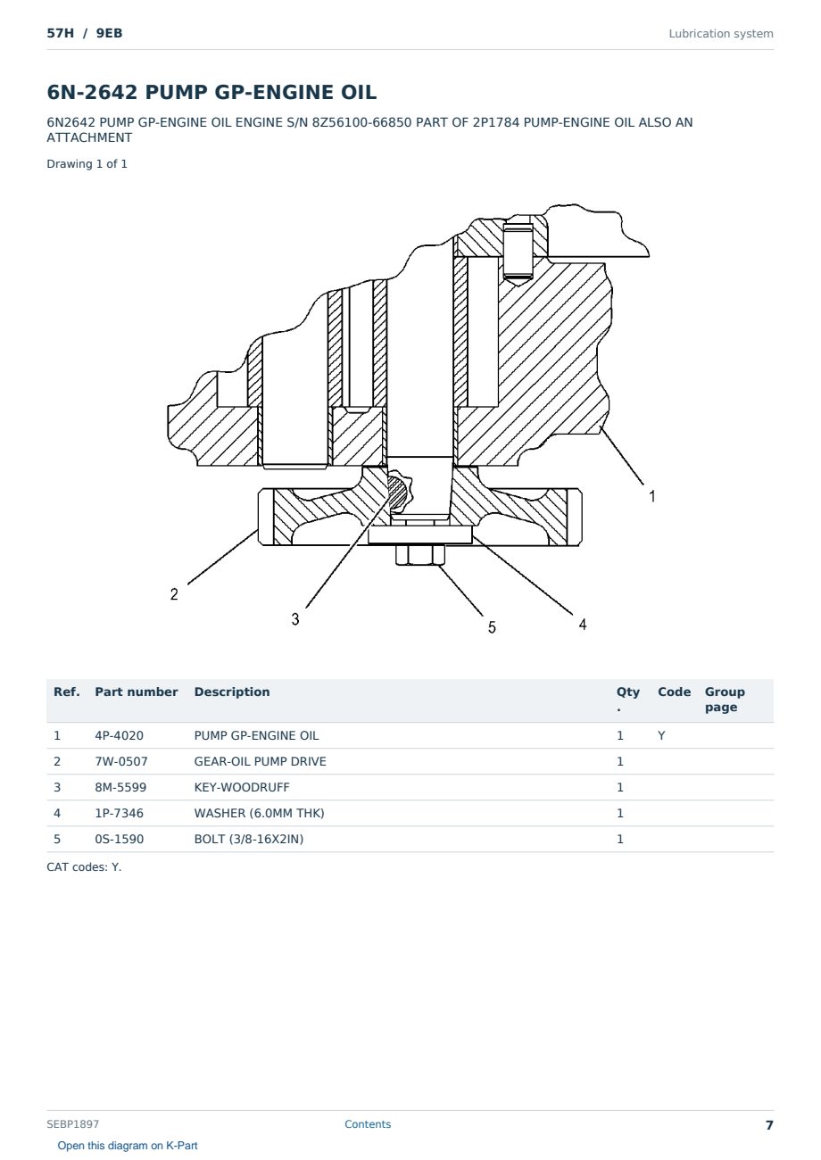Caterpillar 57H S/N 9EB Partsbook SEBP1897 (English) - sample page 7 of 10 Caterpillar 57H S/N 9EB Partsbook SEBP1897 (English) - sample page 7 of 10