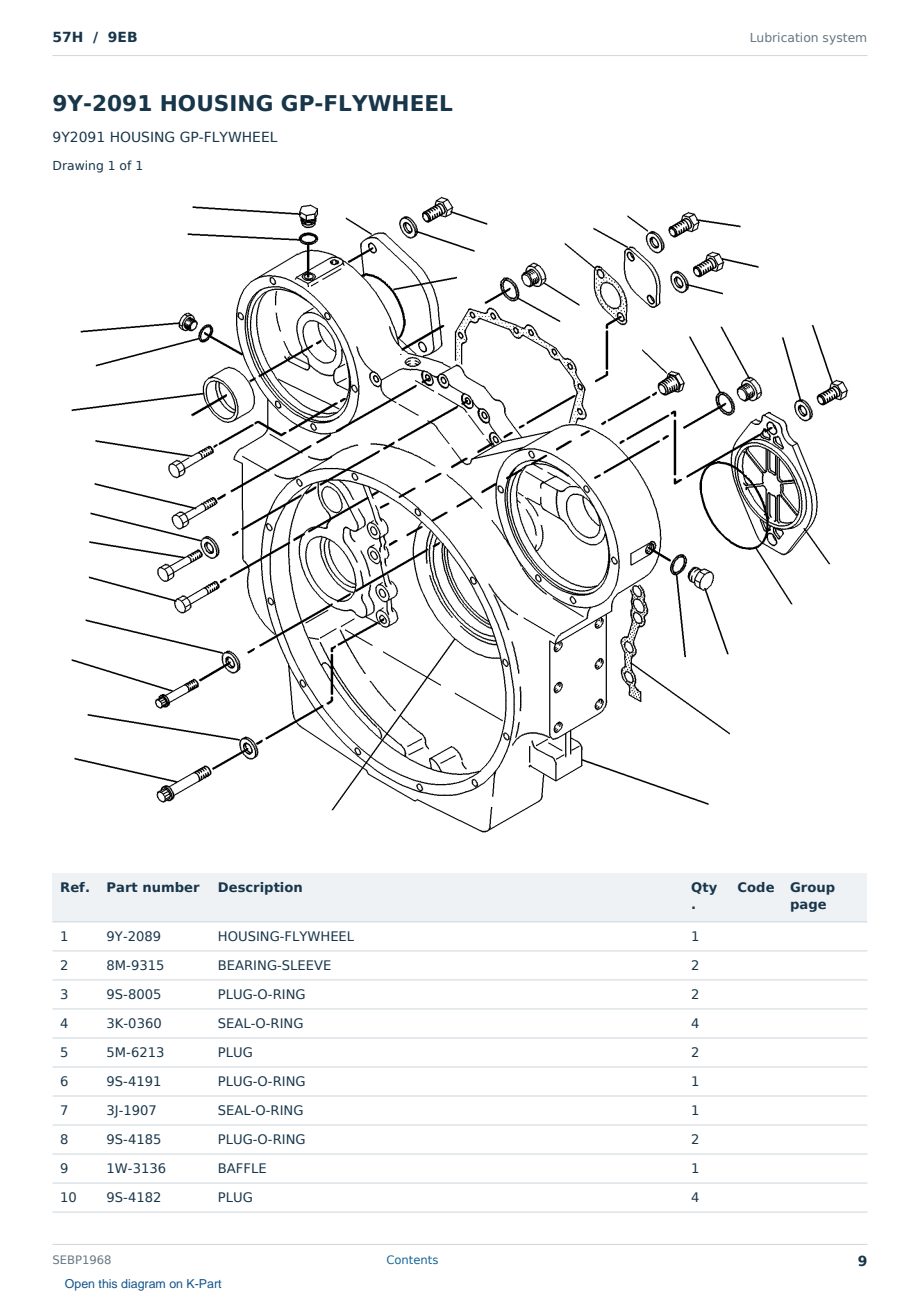 Caterpillar 57H S/N 9EB Partsbook SEBP1968 (English) - sample page 9 of 10 Caterpillar 57H S/N 9EB Partsbook SEBP1968 (English) - sample page 9 of 10
