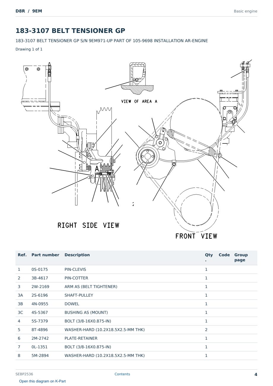 Caterpillar D8R S/N 9EM Partsbook SEBP2536 (English) - sample page 4 of 10 Caterpillar D8R S/N 9EM Partsbook SEBP2536 (English) - sample page 4 of 10