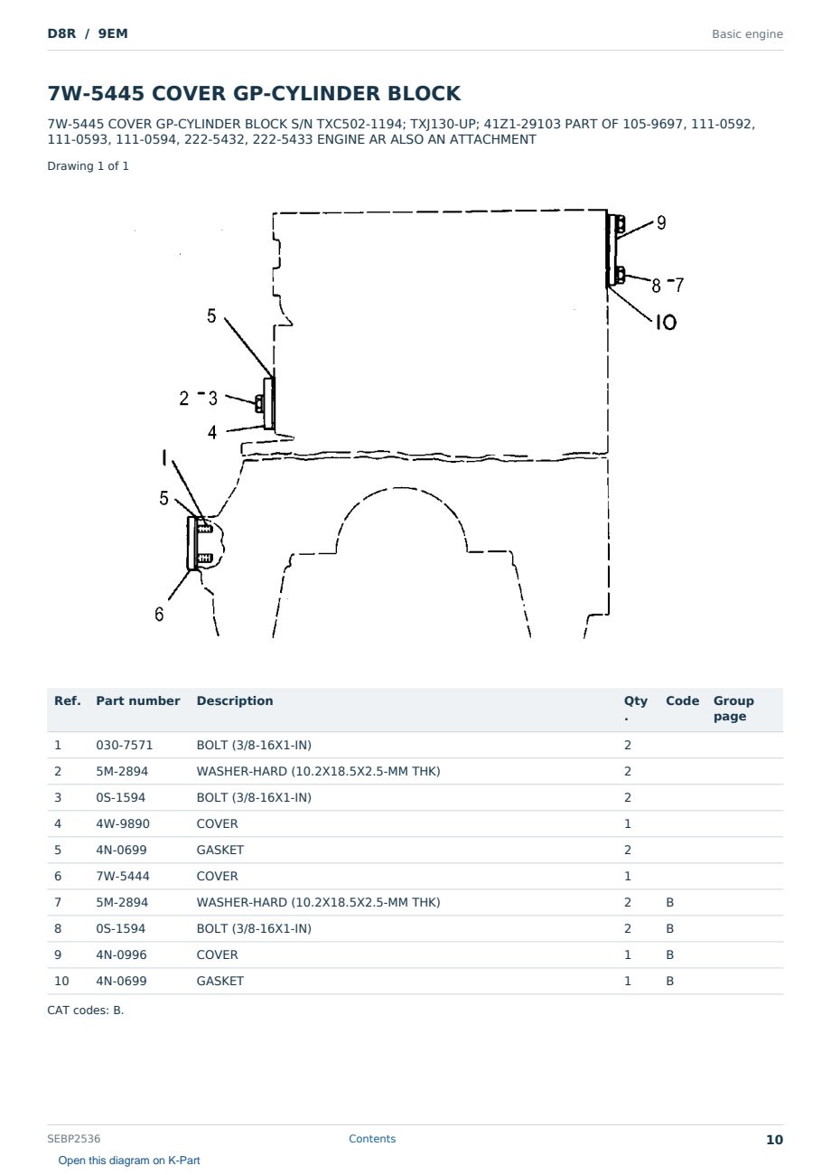 Caterpillar D8R S/N 9EM Partsbook SEBP2536 (English) - sample page 10 of 10 Caterpillar D8R S/N 9EM Partsbook SEBP2536 (English) - sample page 10 of 10