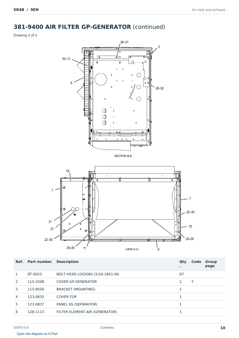 Caterpillar SR4B S/N 9EN Partsbook SEBP2414 (English) - sample page 10 of 10 Caterpillar SR4B S/N 9EN Partsbook SEBP2414 (English) - sample page 10 of 10