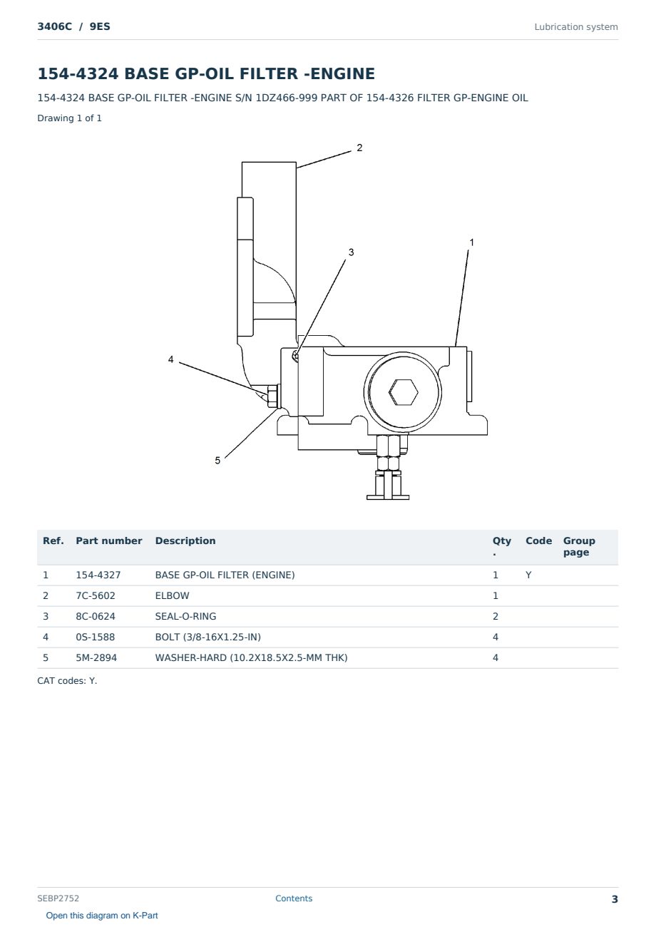 Caterpillar 3406C S/N 9ES Partsbook SEBP2752 (English) - sample page 3 of 10 Caterpillar 3406C S/N 9ES Partsbook SEBP2752 (English) - sample page 3 of 10