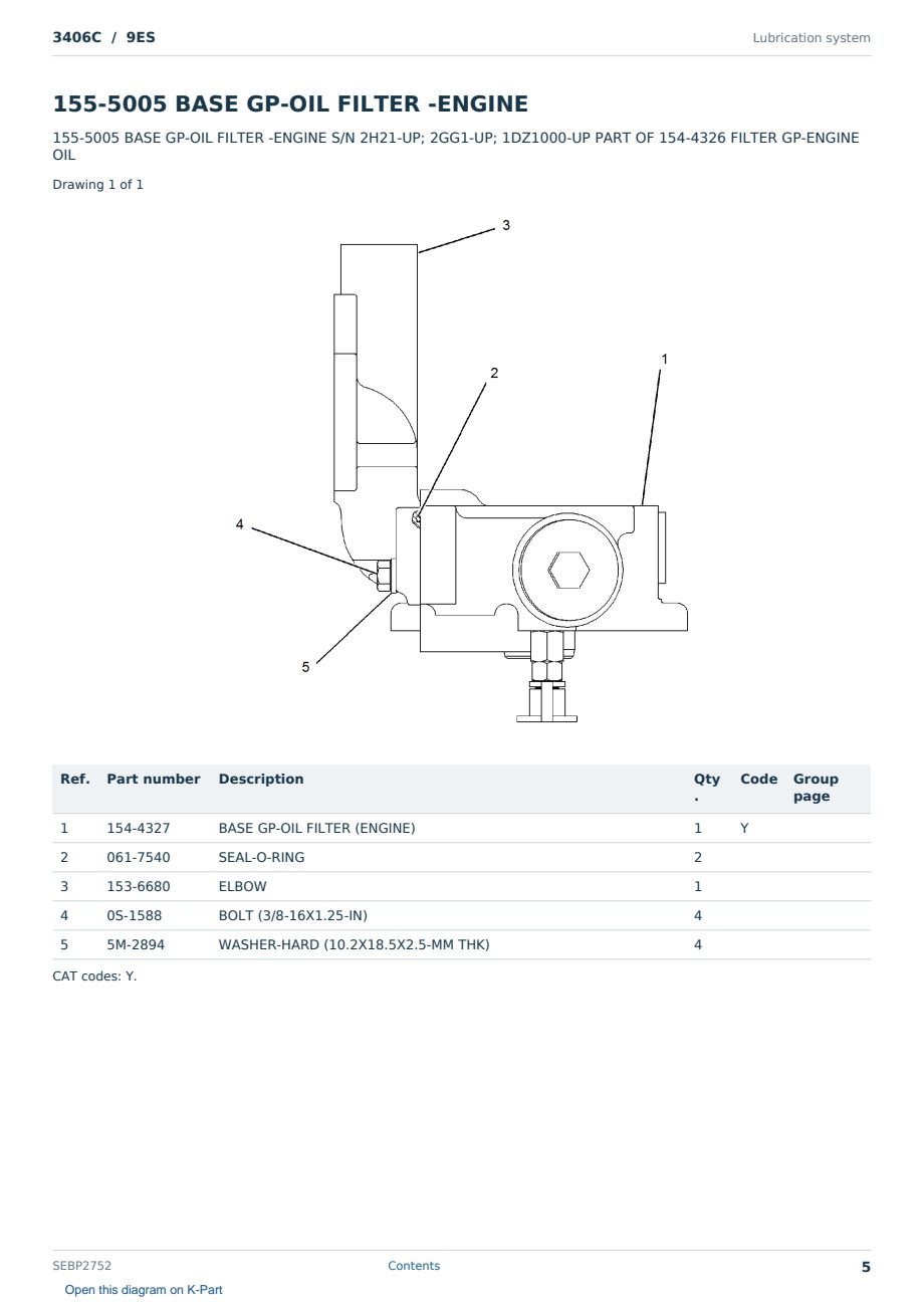 Caterpillar 3406C S/N 9ES Partsbook SEBP2752 (English) - sample page 5 of 10 Caterpillar 3406C S/N 9ES Partsbook SEBP2752 (English) - sample page 5 of 10