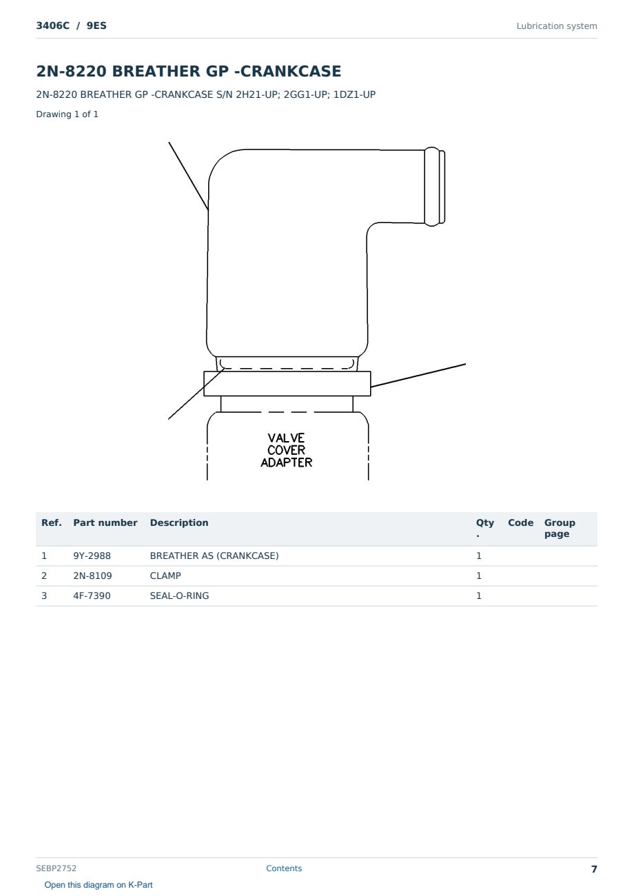 Caterpillar 3406C S/N 9ES Partsbook SEBP2752 (English) - sample page 7 of 10 Caterpillar 3406C S/N 9ES Partsbook SEBP2752 (English) - sample page 7 of 10