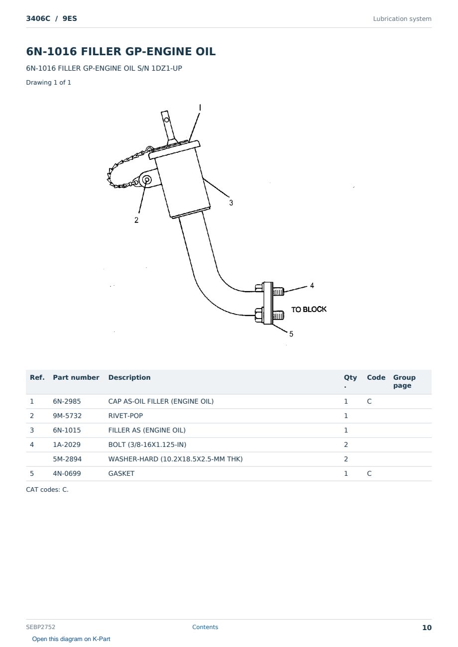 Caterpillar 3406C S/N 9ES Partsbook SEBP2752 (English) - sample page 10 of 10 Caterpillar 3406C S/N 9ES Partsbook SEBP2752 (English) - sample page 10 of 10