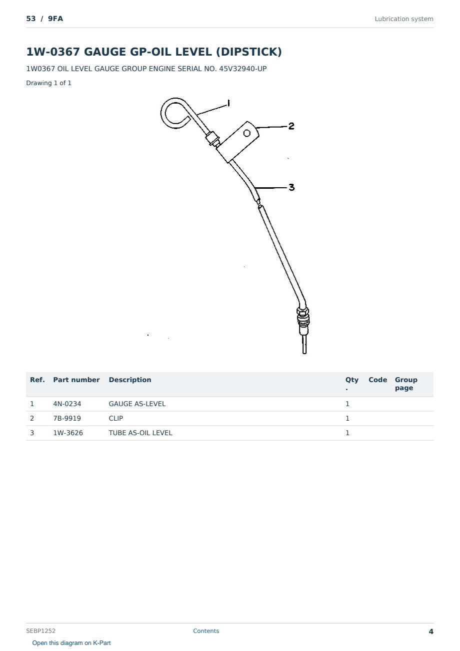 Caterpillar 53 S/N 9FA Partsbook SEBP1252 (English) - sample page 4 of 10 Caterpillar 53 S/N 9FA Partsbook SEBP1252 (English) - sample page 4 of 10