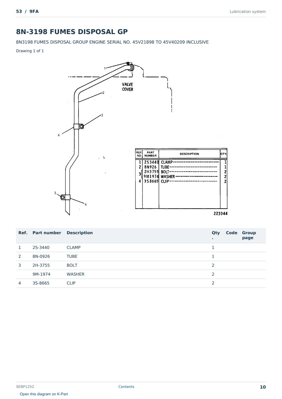 Caterpillar 53 S/N 9FA Partsbook SEBP1252 (English) - sample page 10 of 10 Caterpillar 53 S/N 9FA Partsbook SEBP1252 (English) - sample page 10 of 10