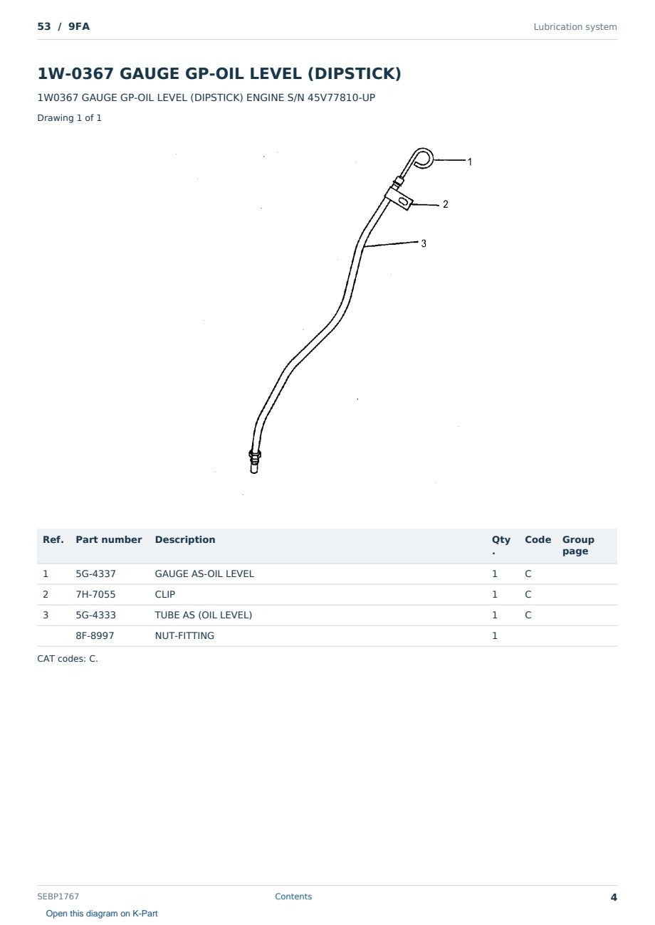 Caterpillar 53 S/N 9FA Partsbook SEBP1767 (English) - sample page 4 of 10 Caterpillar 53 S/N 9FA Partsbook SEBP1767 (English) - sample page 4 of 10