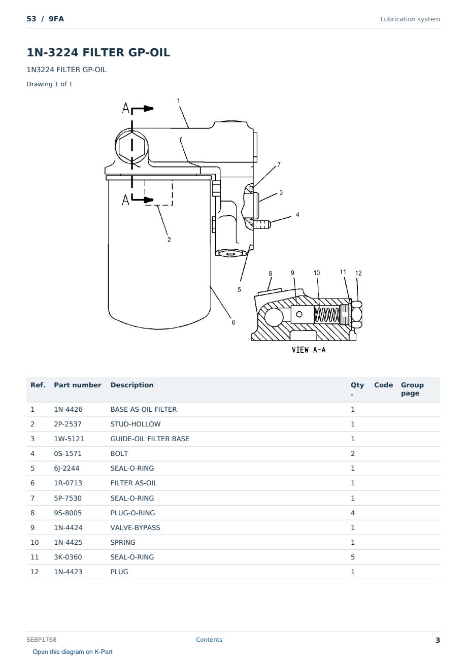 Caterpillar 53 S/N 9FA Partsbook SEBP1768 (English) - sample page 3 of 10 Caterpillar 53 S/N 9FA Partsbook SEBP1768 (English) - sample page 3 of 10