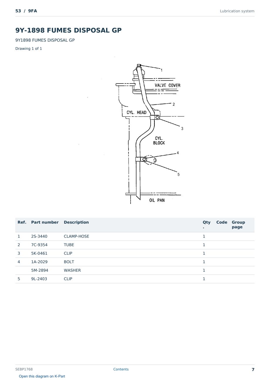 Caterpillar 53 S/N 9FA Partsbook SEBP1768 (English) - sample page 7 of 10 Caterpillar 53 S/N 9FA Partsbook SEBP1768 (English) - sample page 7 of 10