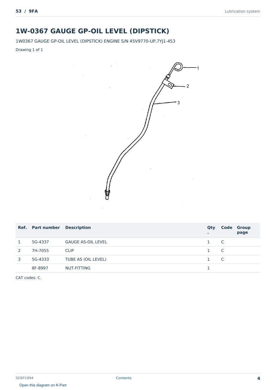 Caterpillar 53 S/N 9FA Partsbook SEBP1994 (English) - sample page 4 of 10 Caterpillar 53 S/N 9FA Partsbook SEBP1994 (English) - sample page 4 of 10