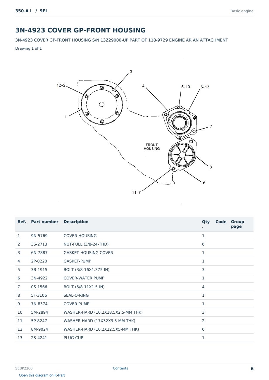Caterpillar 350-A L S/N 9FL Partsbook SEBP2260 (English) - sample page 6 of 10 Caterpillar 350-A L S/N 9FL Partsbook SEBP2260 (English) - sample page 6 of 10