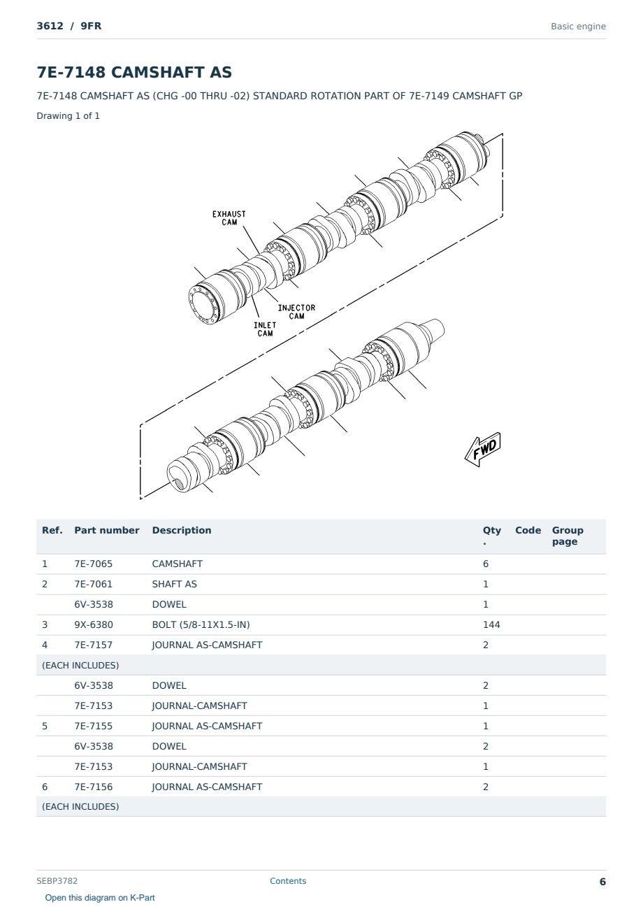 Caterpillar 3612 S/N 9FR Partsbook SEBP3782 (English) - sample page 6 of 10 Caterpillar 3612 S/N 9FR Partsbook SEBP3782 (English) - sample page 6 of 10