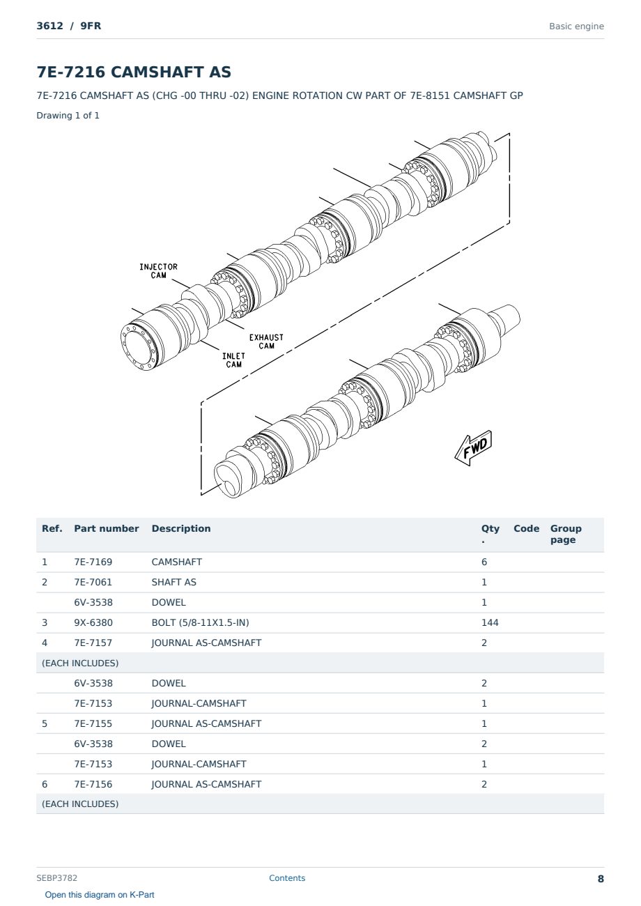 Caterpillar 3612 S/N 9FR Partsbook SEBP3782 (English) - sample page 8 of 10 Caterpillar 3612 S/N 9FR Partsbook SEBP3782 (English) - sample page 8 of 10