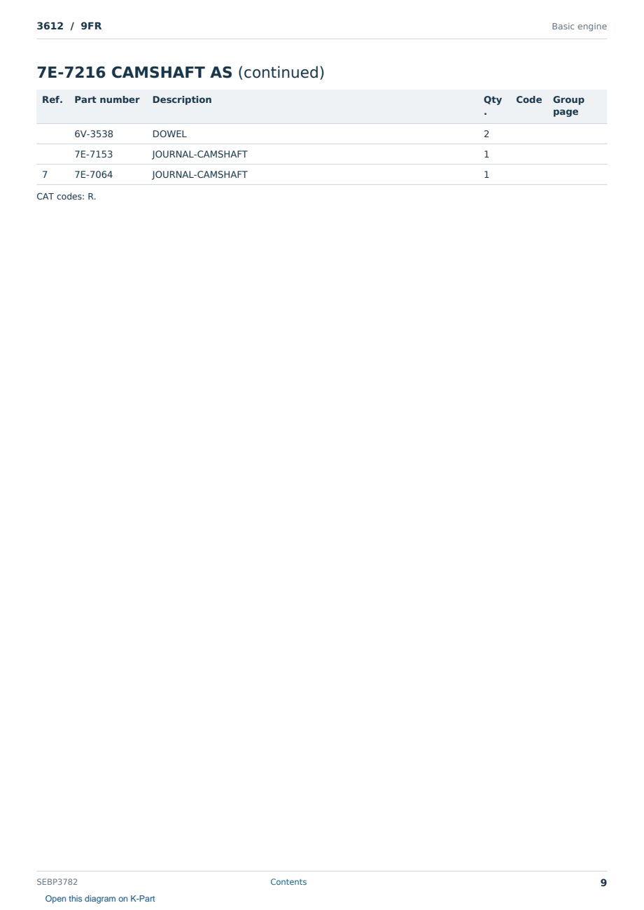 Caterpillar 3612 S/N 9FR Partsbook SEBP3782 (English) - sample page 9 of 10 Caterpillar 3612 S/N 9FR Partsbook SEBP3782 (English) - sample page 9 of 10