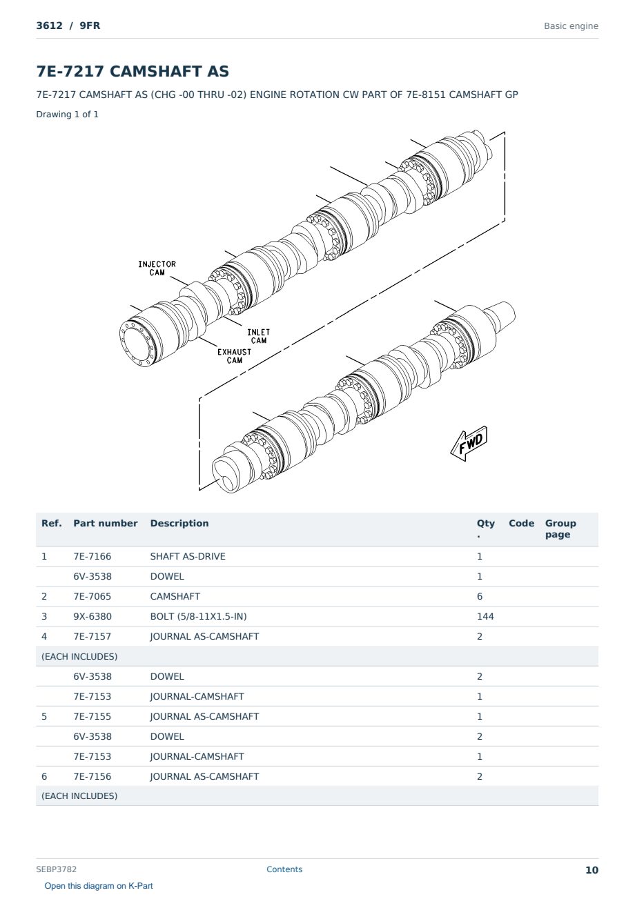 Caterpillar 3612 S/N 9FR Partsbook SEBP3782 (English) - sample page 10 of 10 Caterpillar 3612 S/N 9FR Partsbook SEBP3782 (English) - sample page 10 of 10