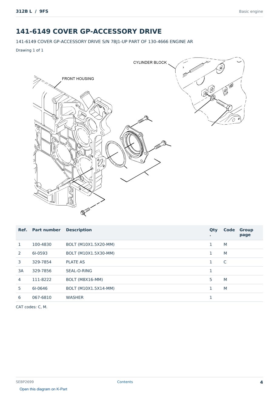 Caterpillar 312B L S/N 9FS Partsbook SEBP2699 (English) - sample page 4 of 10 Caterpillar 312B L S/N 9FS Partsbook SEBP2699 (English) - sample page 4 of 10
