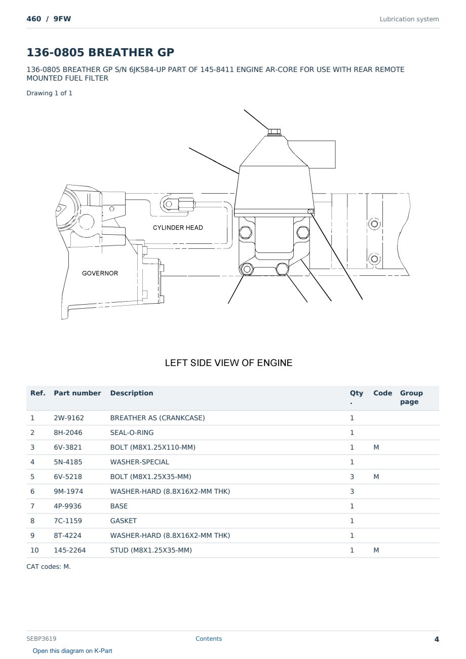 Caterpillar 460 S/N 9FW Partsbook SEBP3619 (English) - sample page 4 of 10 Caterpillar 460 S/N 9FW Partsbook SEBP3619 (English) - sample page 4 of 10