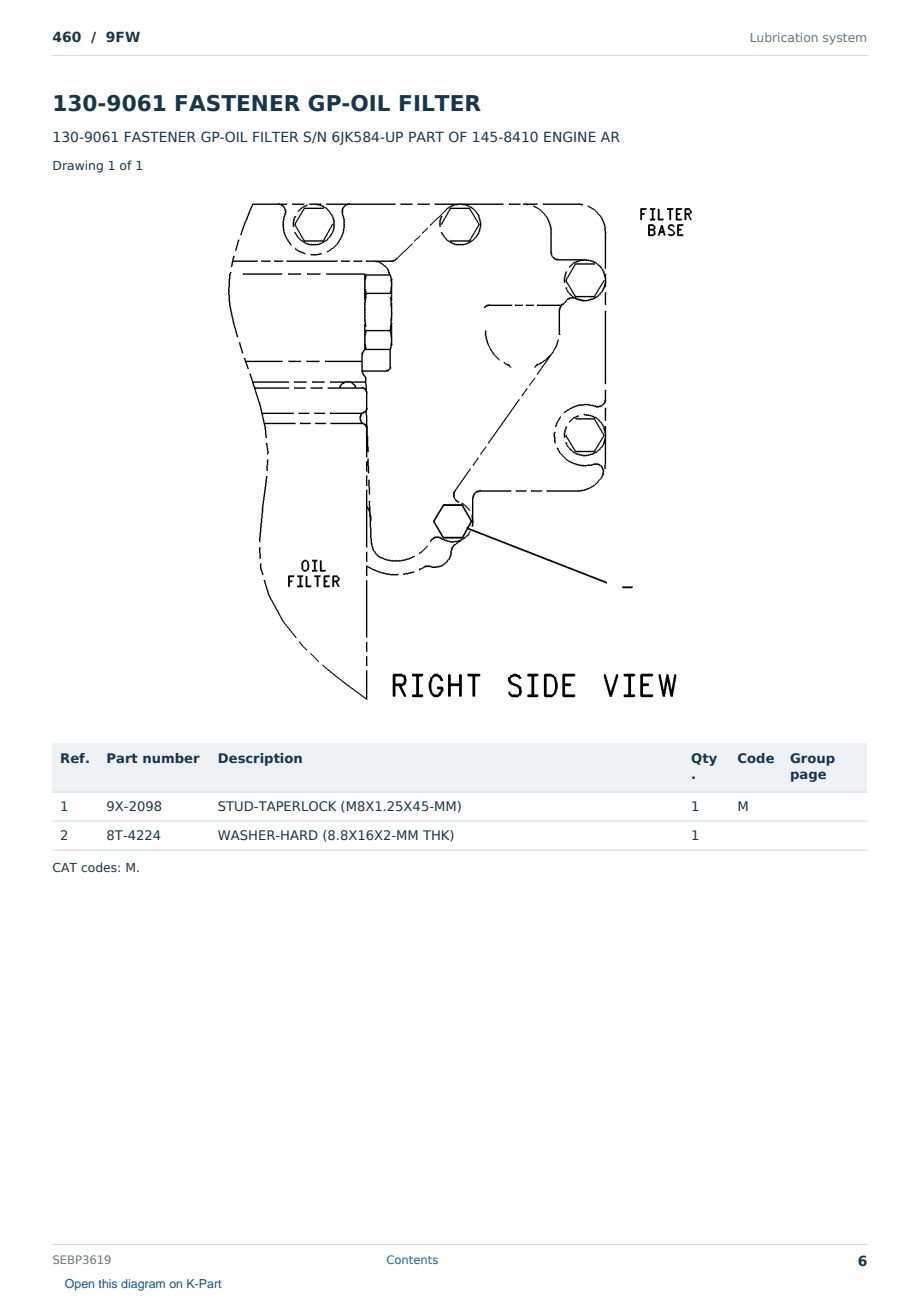 Caterpillar 460 S/N 9FW Partsbook SEBP3619 (English) - sample page 6 of 10 Caterpillar 460 S/N 9FW Partsbook SEBP3619 (English) - sample page 6 of 10