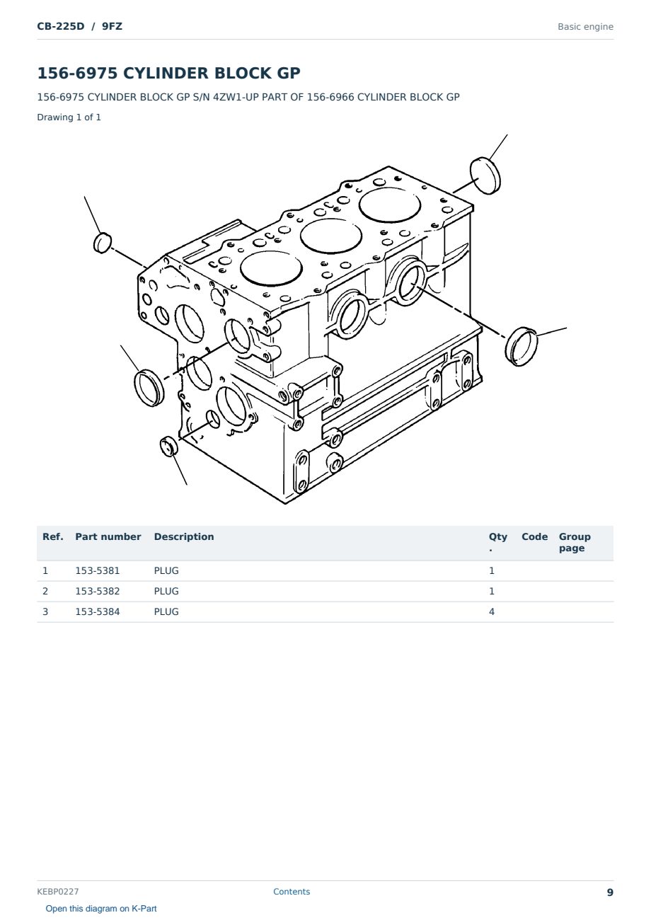 Caterpillar CB-225D S/N 9FZ Partsbook KEBP0227 (English) - sample page 9 of 10 Caterpillar CB-225D S/N 9FZ Partsbook KEBP0227 (English) - sample page 9 of 10