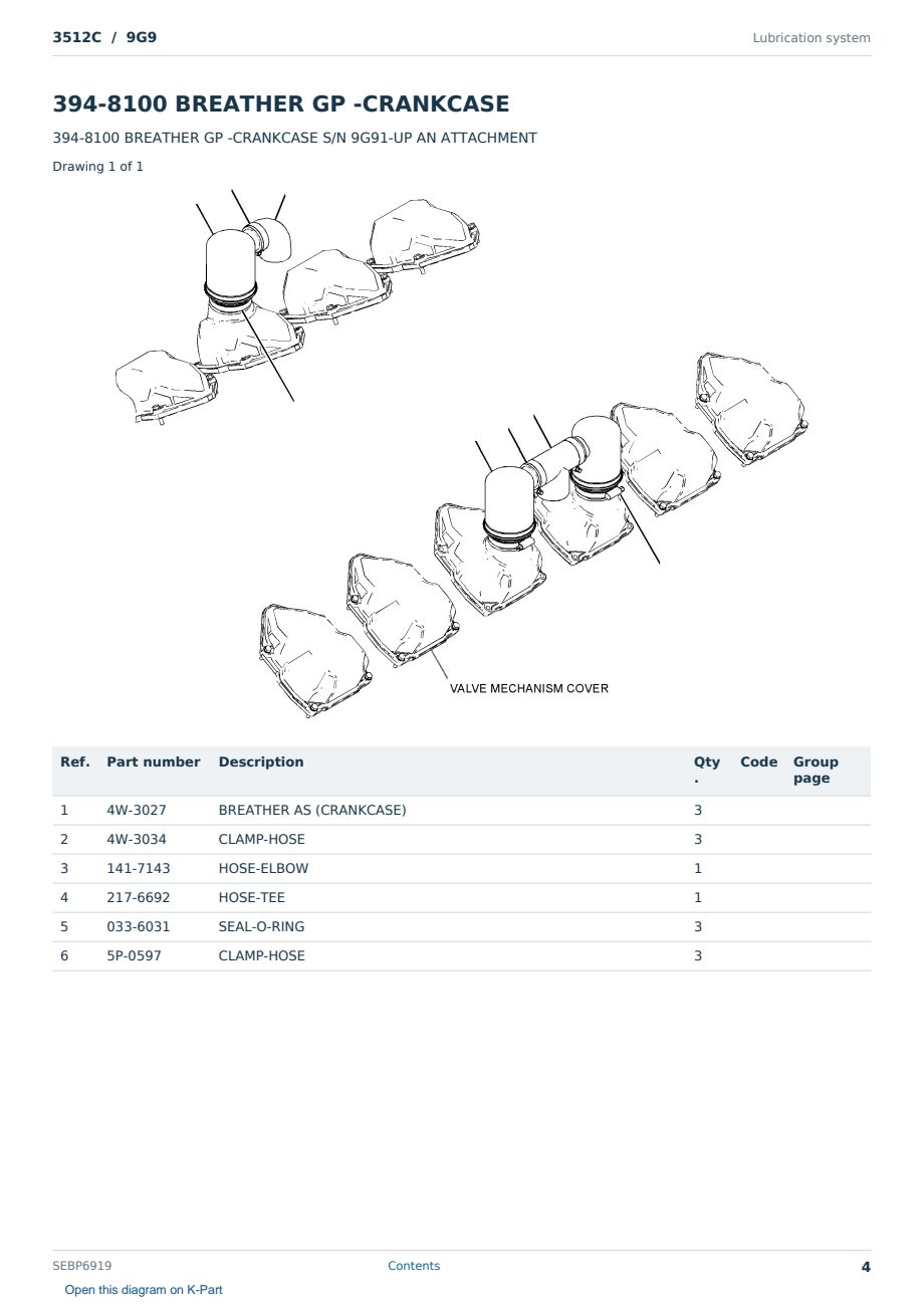 Caterpillar 3512C S/N 9G9 Partsbook SEBP6919 (English) - sample page 4 of 10 Caterpillar 3512C S/N 9G9 Partsbook SEBP6919 (English) - sample page 4 of 10