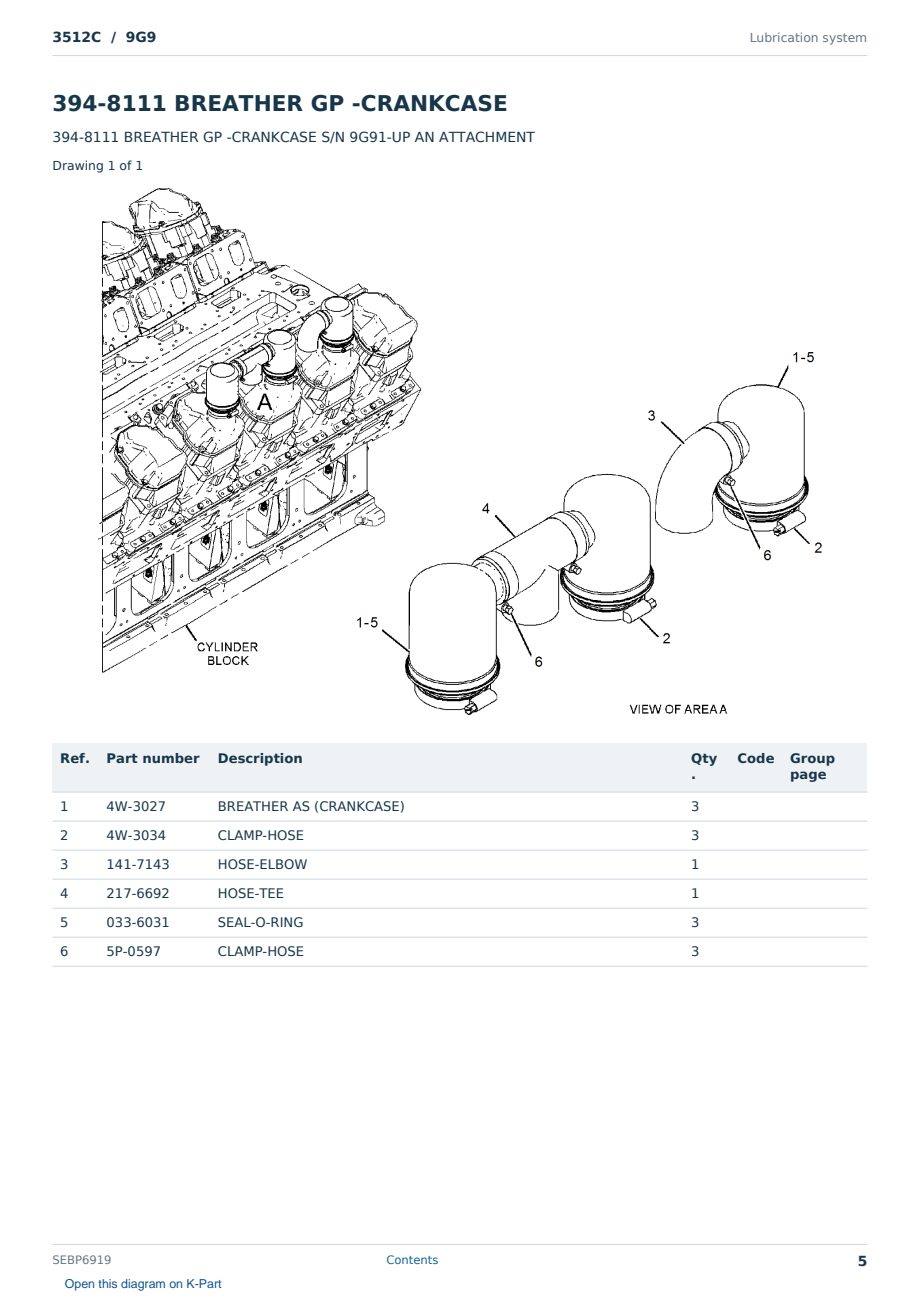 Caterpillar 3512C S/N 9G9 Partsbook SEBP6919 (English) - sample page 5 of 10 Caterpillar 3512C S/N 9G9 Partsbook SEBP6919 (English) - sample page 5 of 10