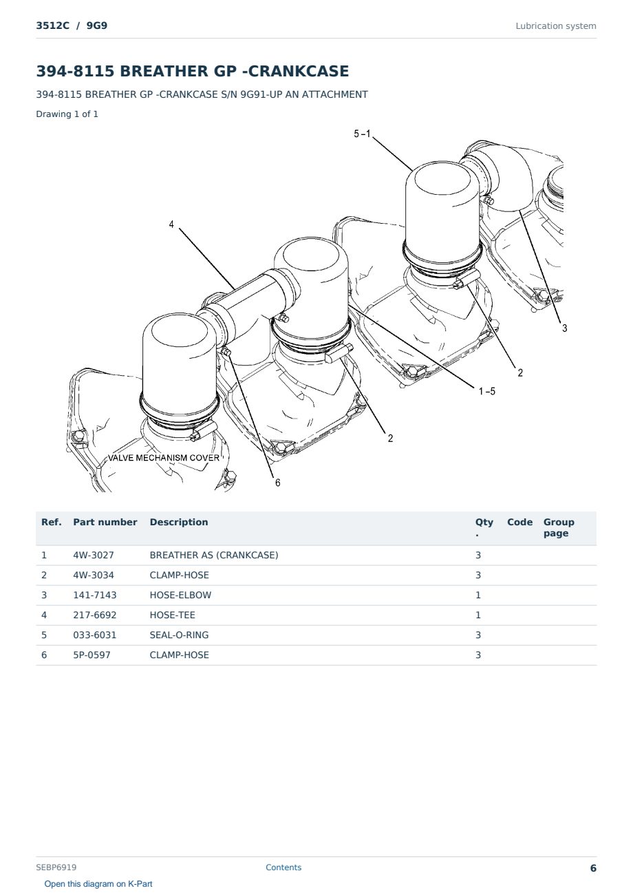 Caterpillar 3512C S/N 9G9 Partsbook SEBP6919 (English) - sample page 6 of 10 Caterpillar 3512C S/N 9G9 Partsbook SEBP6919 (English) - sample page 6 of 10