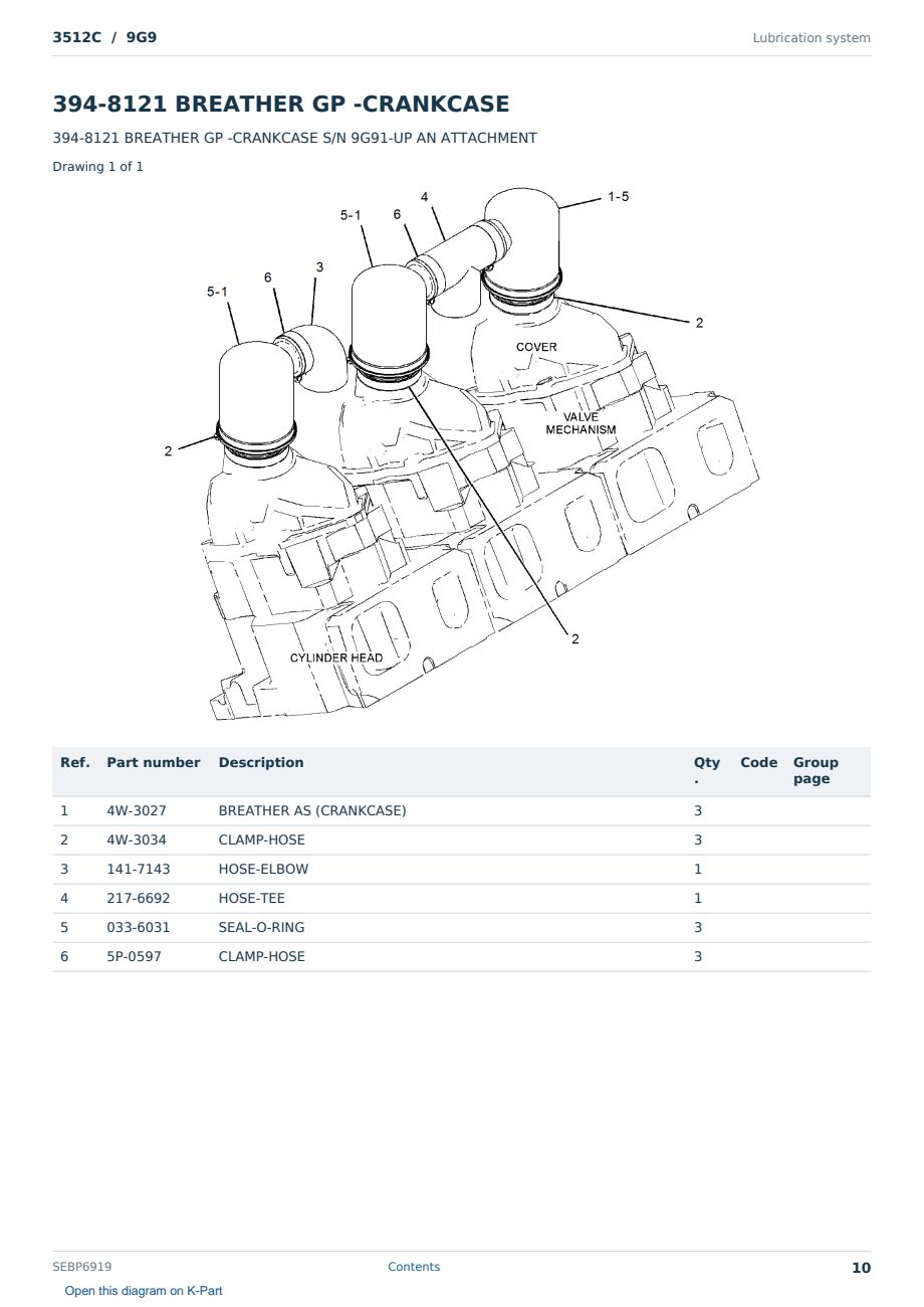 Caterpillar 3512C S/N 9G9 Partsbook SEBP6919 (English) - sample page 10 of 10 Caterpillar 3512C S/N 9G9 Partsbook SEBP6919 (English) - sample page 10 of 10