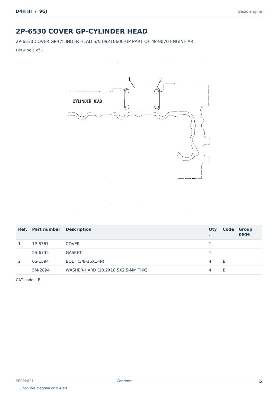 Caterpillar D4H III S/N 9GJ Partsbook SEBP2021 (English) - sample page 5 of 10 Caterpillar D4H III S/N 9GJ Partsbook SEBP2021 (English) - sample page 5 of 10