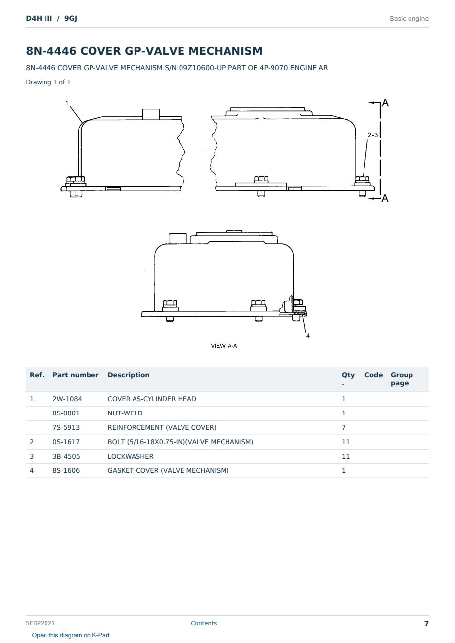 Caterpillar D4H III S/N 9GJ Partsbook SEBP2021 (English) - sample page 7 of 10 Caterpillar D4H III S/N 9GJ Partsbook SEBP2021 (English) - sample page 7 of 10