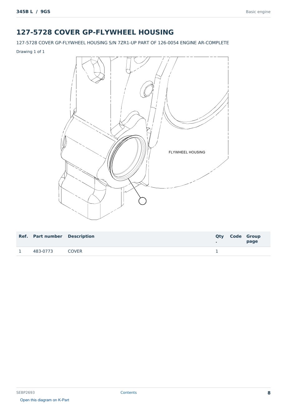 Caterpillar 345B L S/N 9GS Partsbook SEBP2693 (English) - sample page 8 of 10 Caterpillar 345B L S/N 9GS Partsbook SEBP2693 (English) - sample page 8 of 10