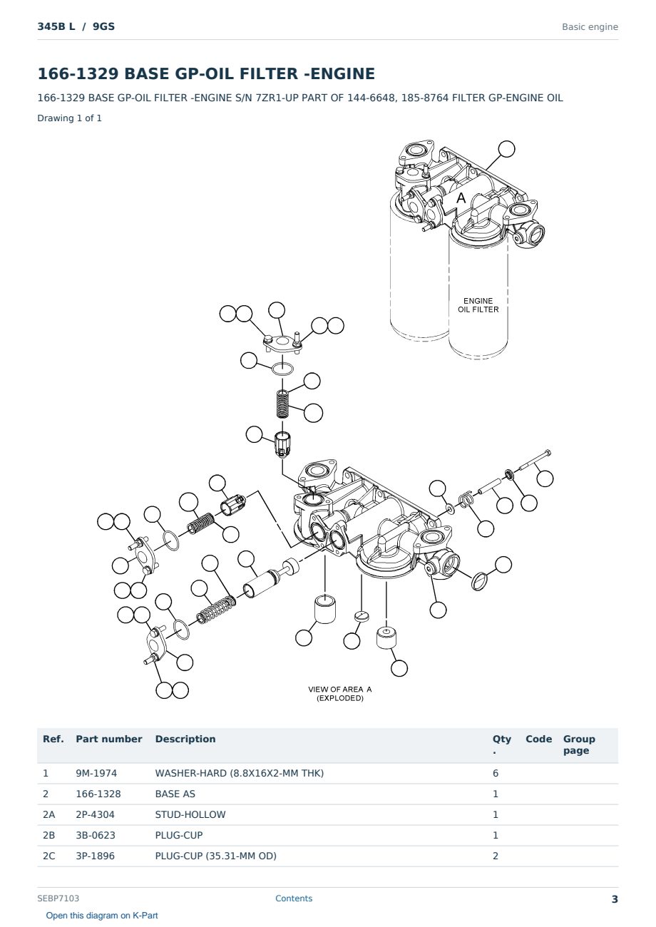 Caterpillar 345B L S/N 9GS Partsbook SEBP7103 (English) - sample page 3 of 10 Caterpillar 345B L S/N 9GS Partsbook SEBP7103 (English) - sample page 3 of 10