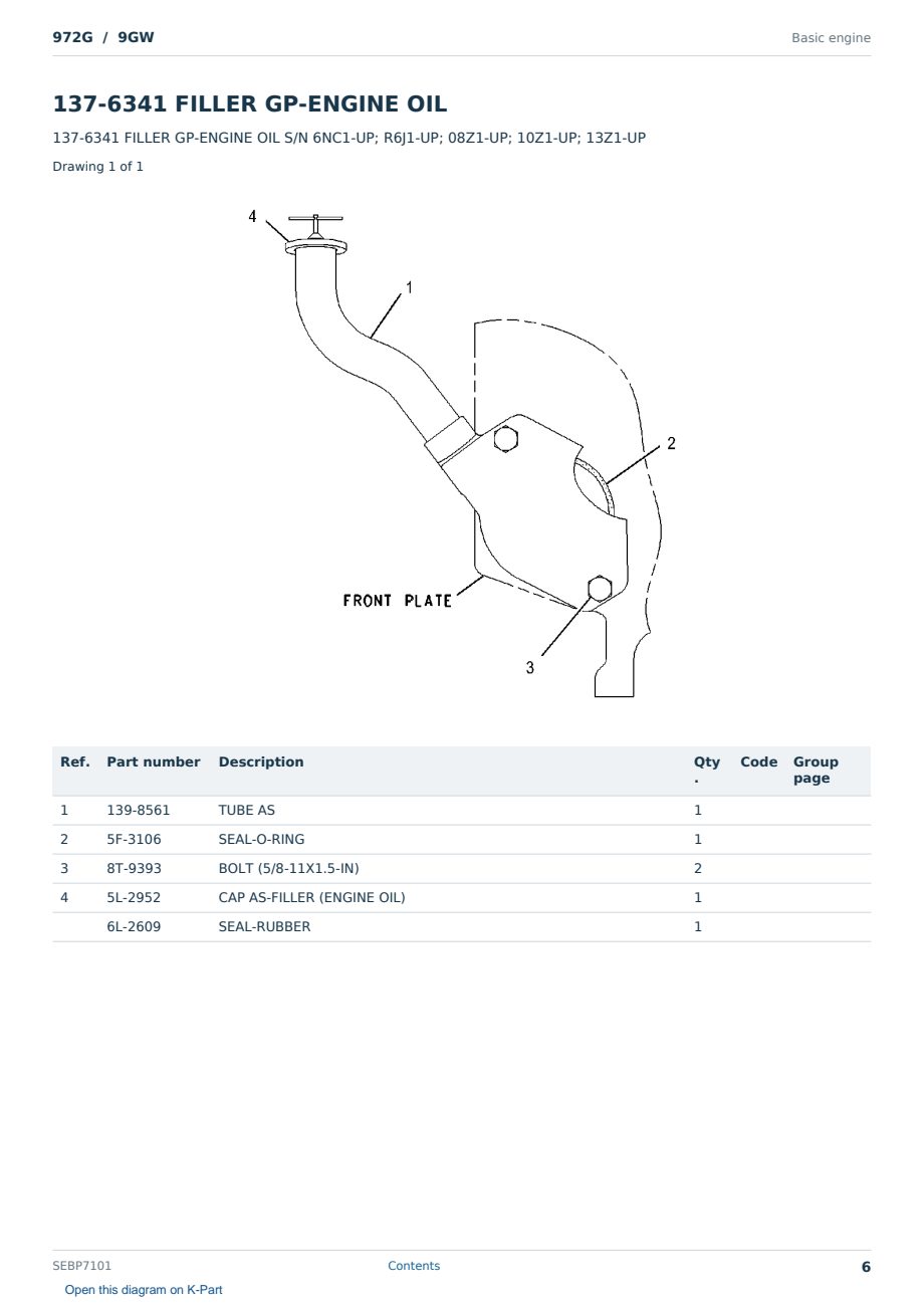 Caterpillar 972G S/N 9GW Partsbook SEBP7101 (English) - sample page 6 of 10 Caterpillar 972G S/N 9GW Partsbook SEBP7101 (English) - sample page 6 of 10