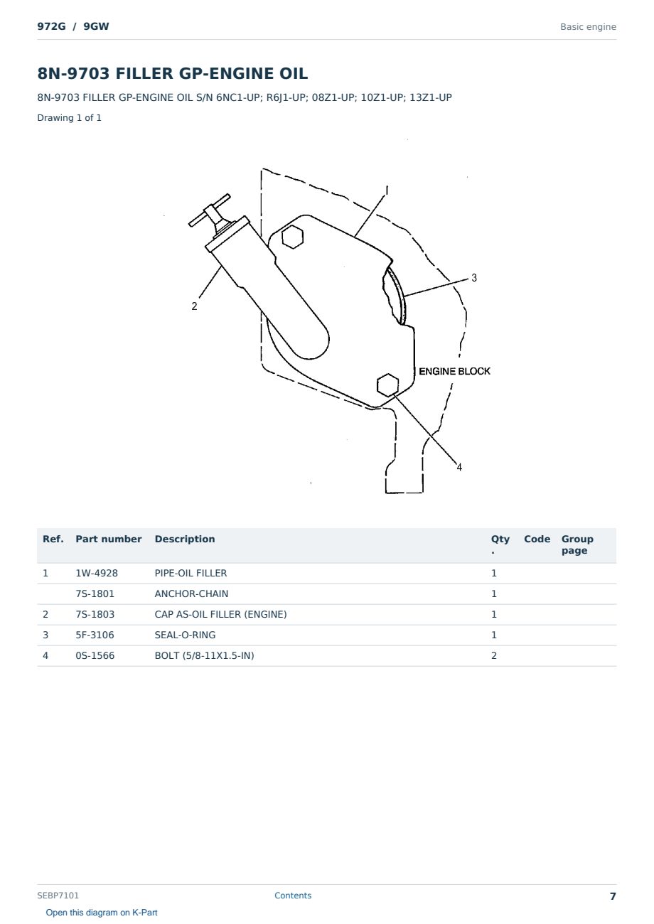 Caterpillar 972G S/N 9GW Partsbook SEBP7101 (English) - sample page 7 of 10 Caterpillar 972G S/N 9GW Partsbook SEBP7101 (English) - sample page 7 of 10