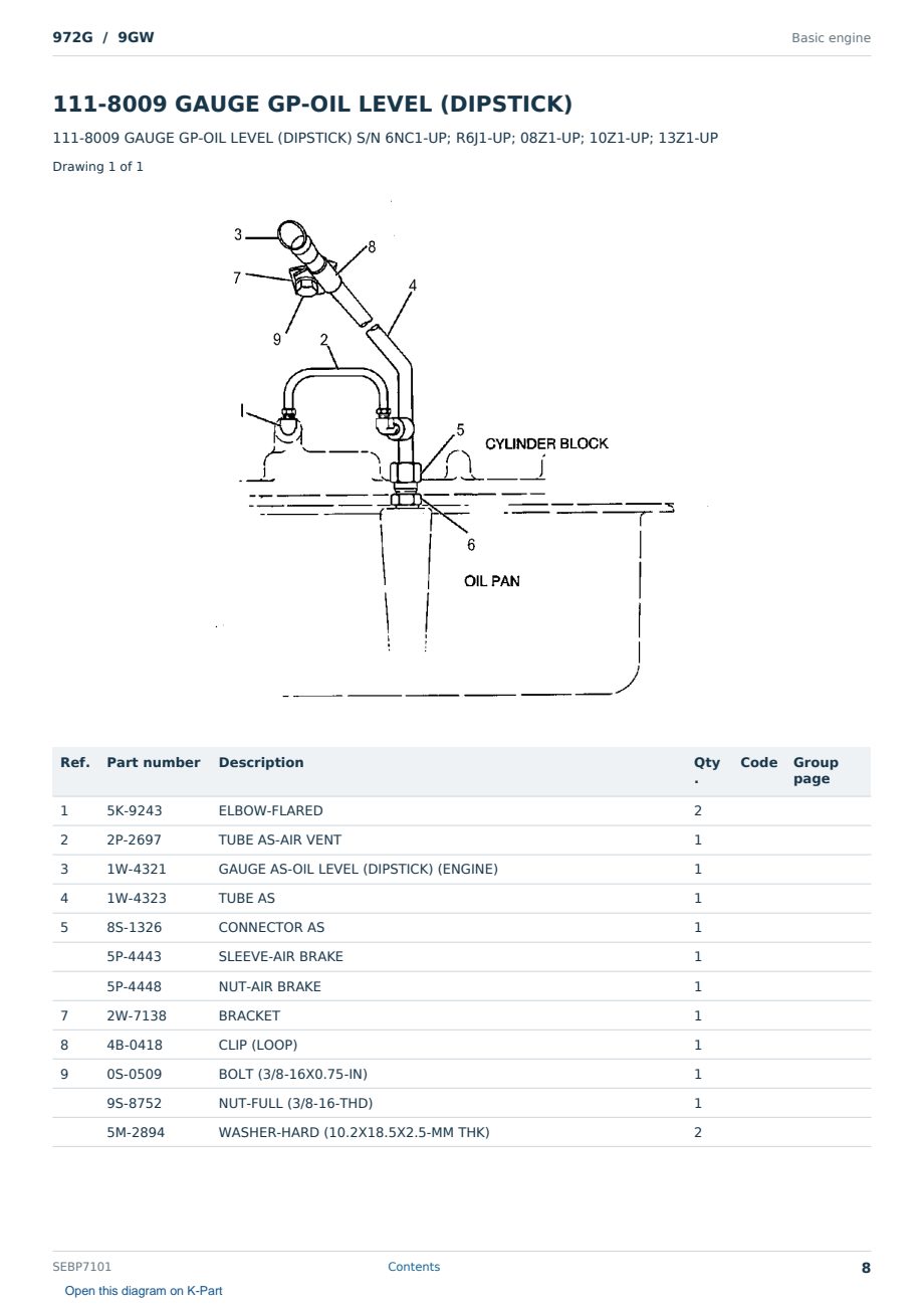 Caterpillar 972G S/N 9GW Partsbook SEBP7101 (English) - sample page 8 of 10 Caterpillar 972G S/N 9GW Partsbook SEBP7101 (English) - sample page 8 of 10