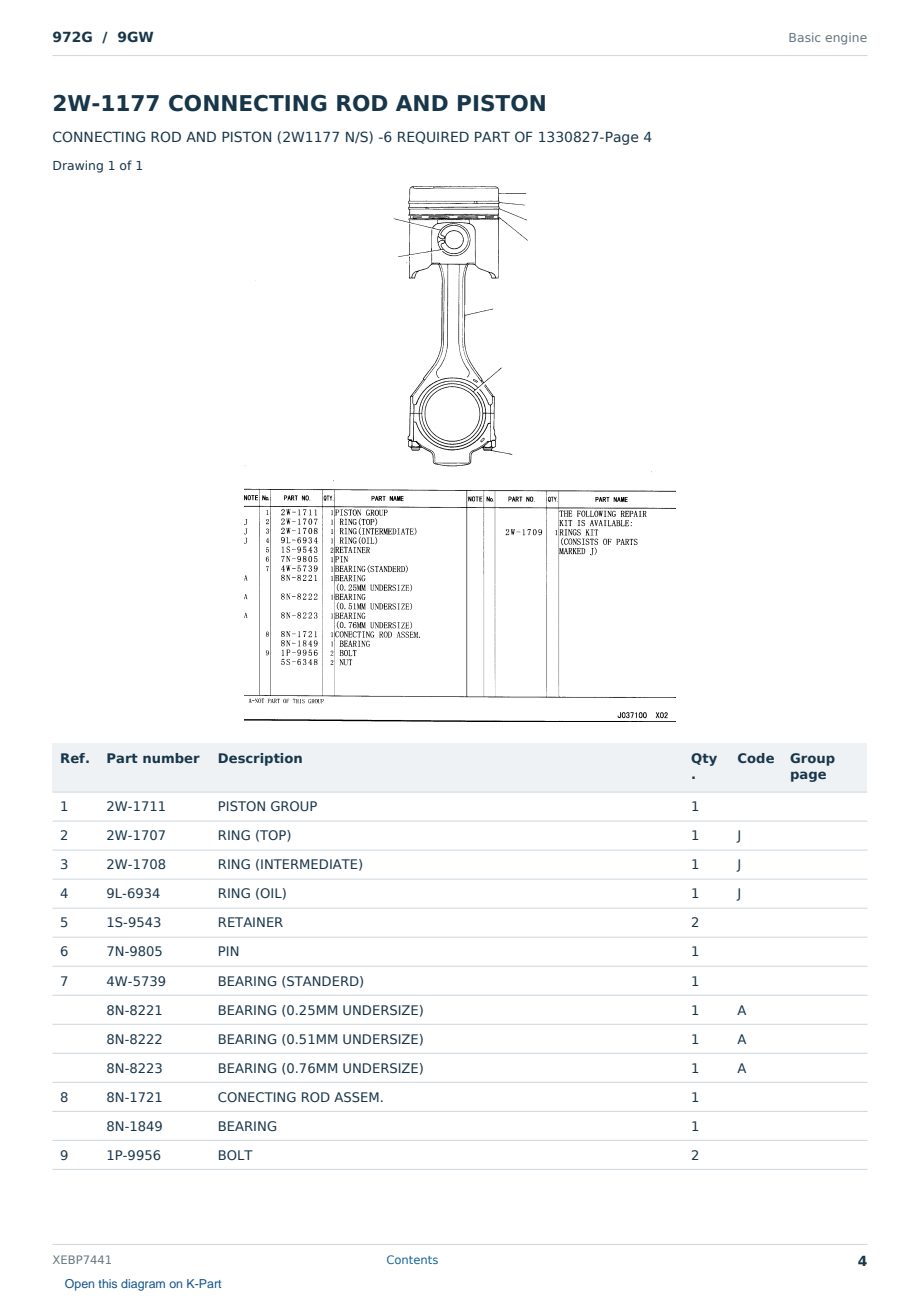Caterpillar 972G S/N 9GW Partsbook XEBP7441 (English) - sample page 4 of 10 Caterpillar 972G S/N 9GW Partsbook XEBP7441 (English) - sample page 4 of 10